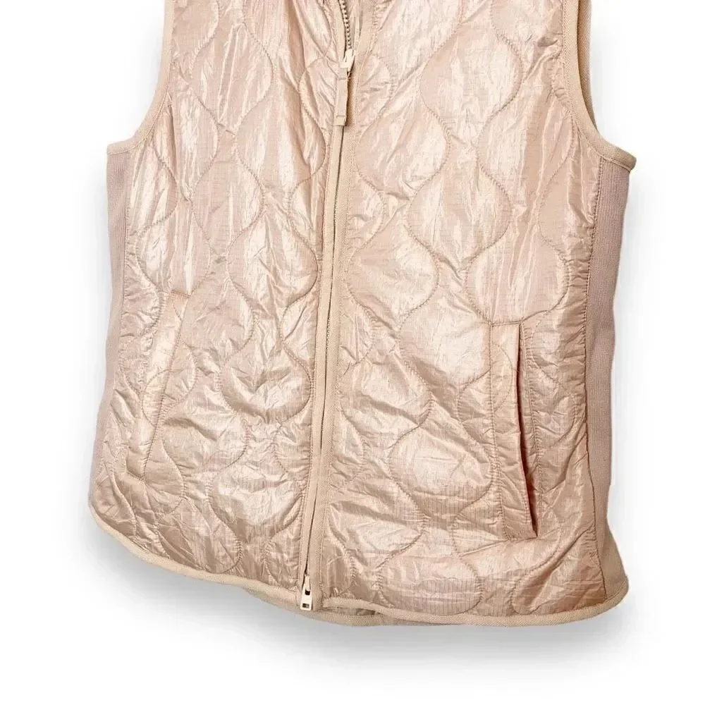 J. Crew Vest S Quilted Primaloft Pale Pink Full Zip Up Mock Neck Women’s Size S